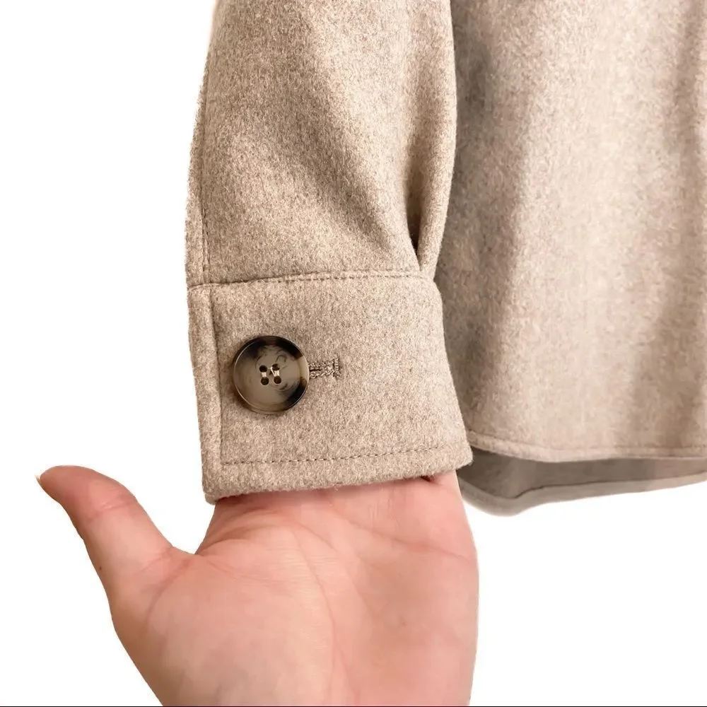 Anthropologie Avec Les Filles Oat Melange Oversized Faux Wool Shacket NWOT XS-S - Picture 4 of 8